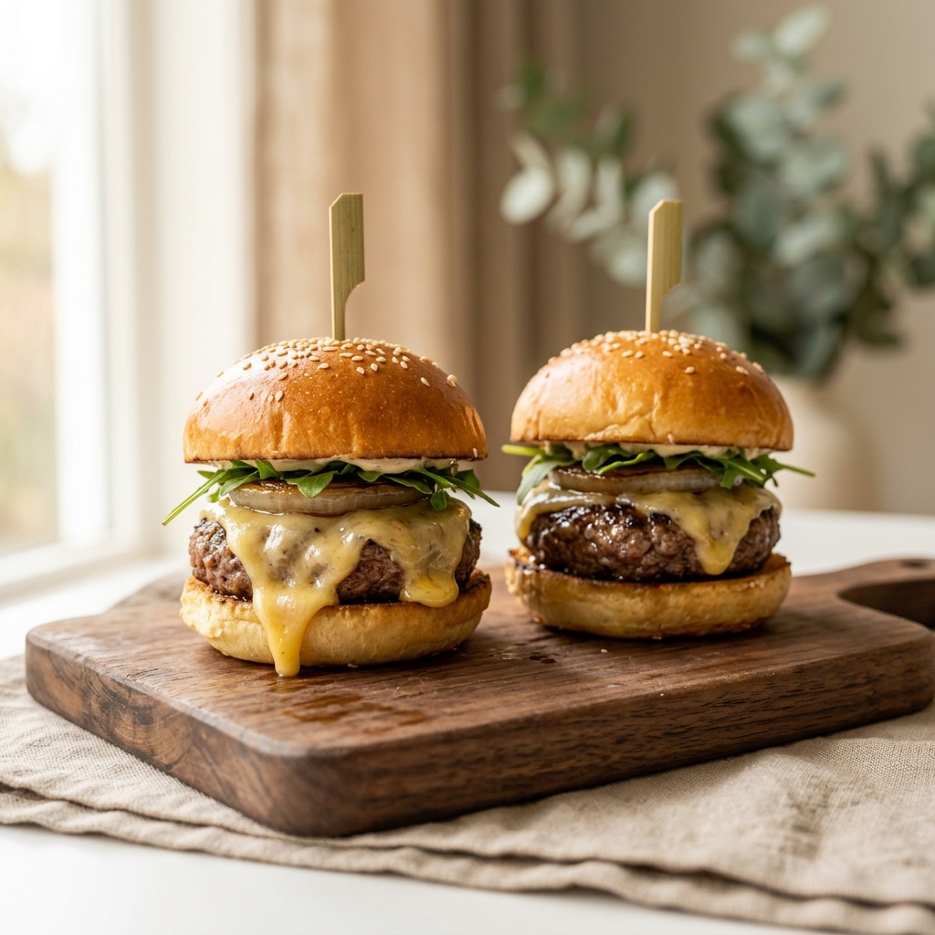 Mini burger bò phô mai